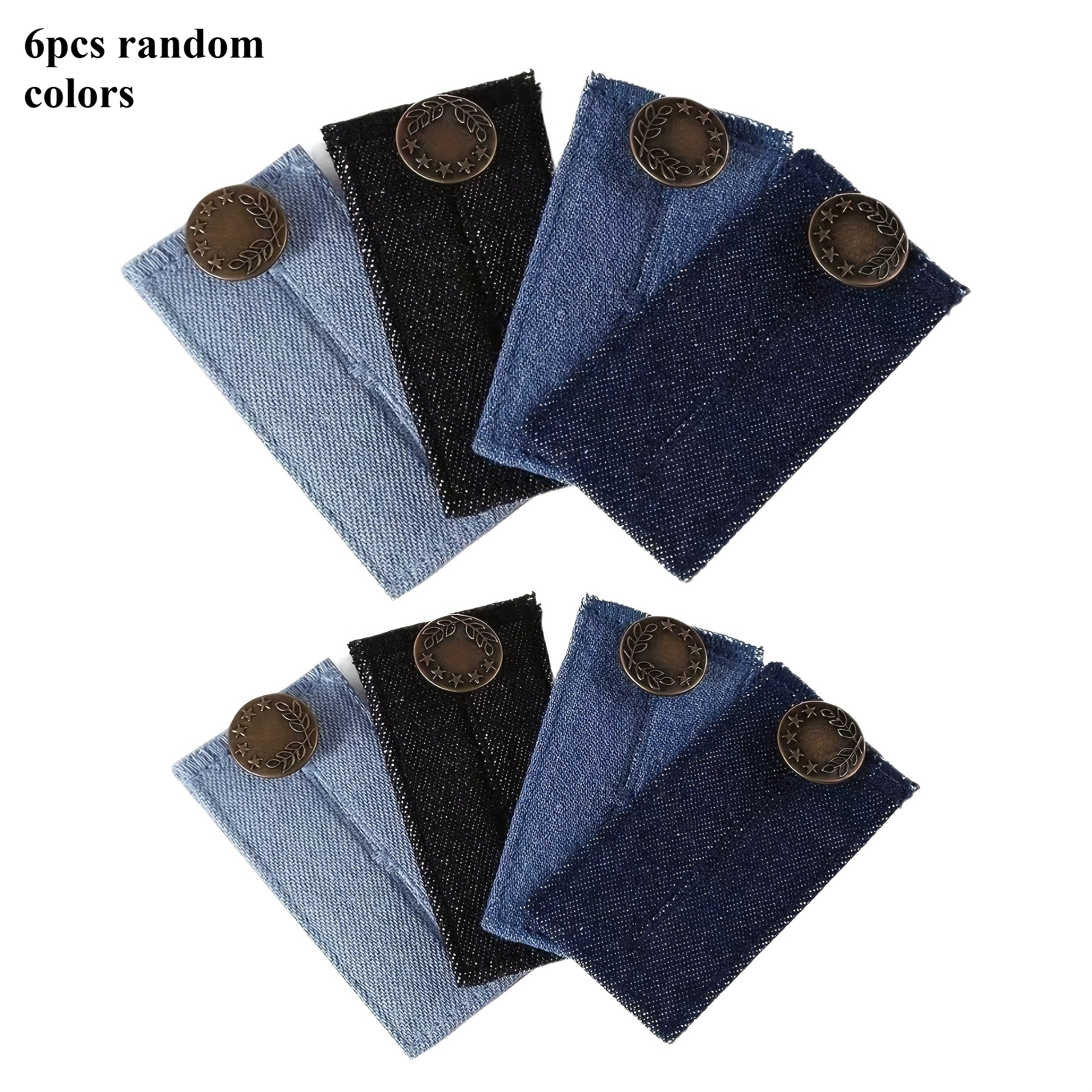 TEMU 6 piezas de extensores de cintura elásticos de color aleatorio, botón de extensión de cinturón de pantalones ajustable, extensor de cintura