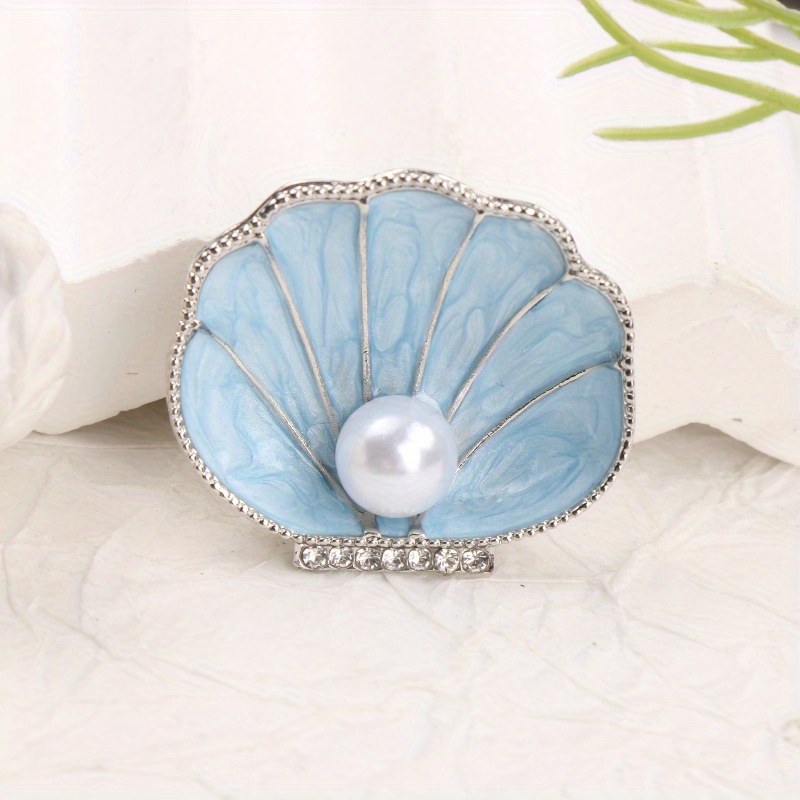 TEMU 1pc Elegant Shell-shaped Brooch With Pearl And Embellishments, Perfect For Decorating Dresses, Coats And Bags, For Lovers/ /family/ For The