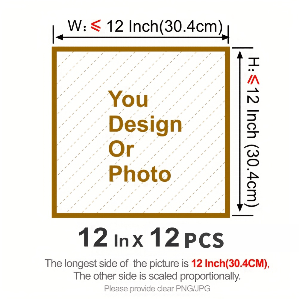 TEMU 12pcs Dtf Heat Transfer Service Kit, Includes Sizes From 2 To 12 Inches, Supports Personalized Customization. Made From Washable Vinyl, High