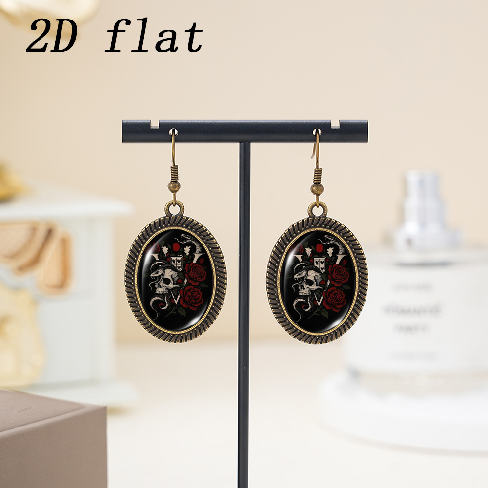 Gothic Skull & Snake Twined Dangle Earrings