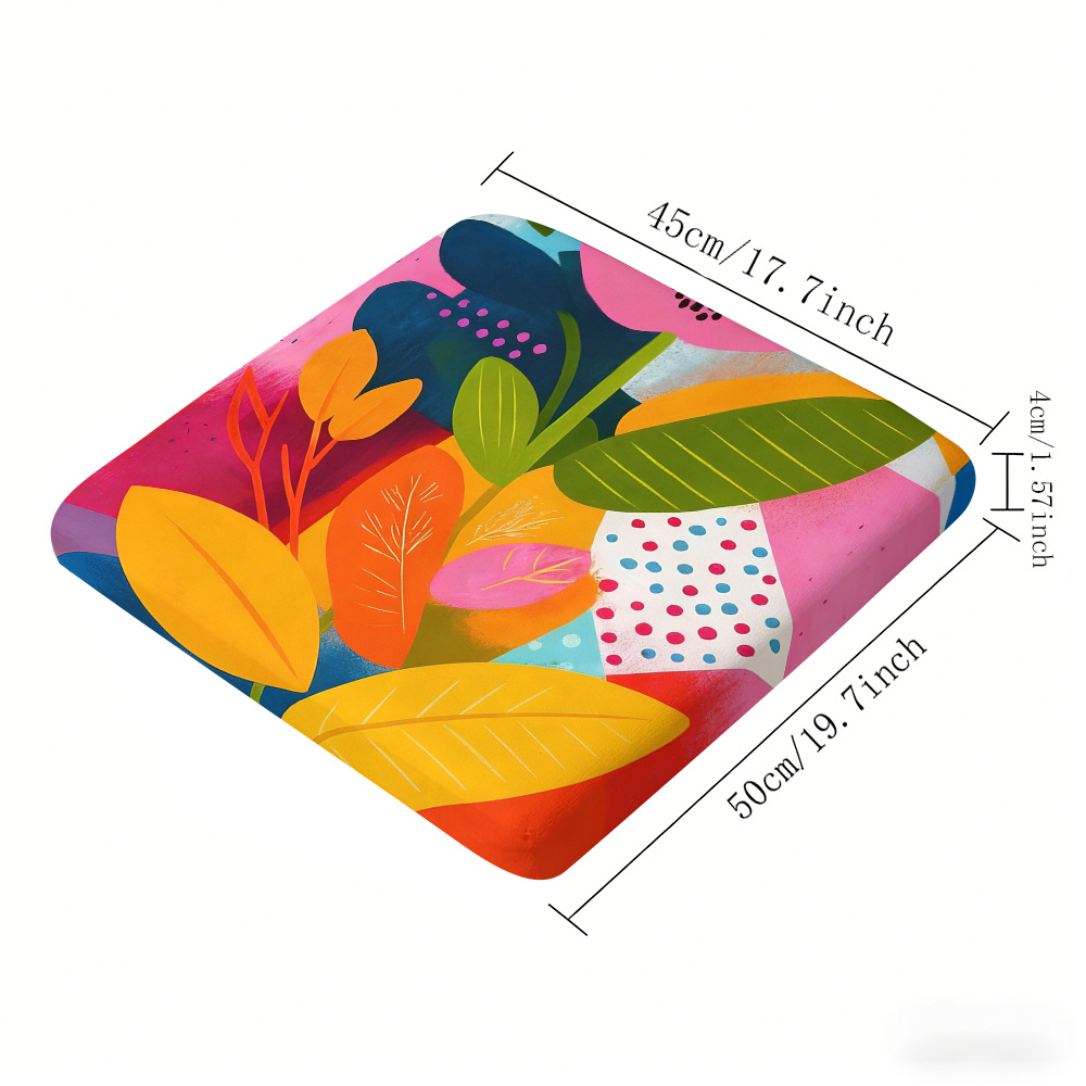 1pc Memphis-Style Flowers Pattern Leisure Seat Cushions, Indoor And Outdoor Seat Cushions, Back Cushions, Size 19.7*17.7*1.57inch, Suitable for Garden Chairs, Office Chairs And Floor Seats. Soft And Comfortable