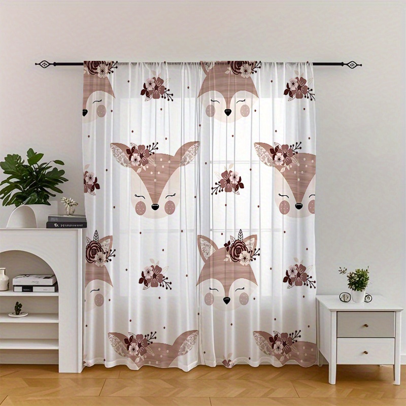 TEMU Lot de 2 de fond style forêt avec floral, décoration de fenêtre toutes , convient pour salon, salle à manger, chambre, portes et fenêtres, thème