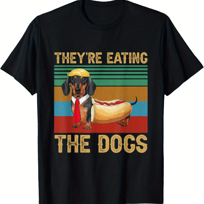 

Men' Dachshund & Hot Dog Graphic Tee - Casual Cotton Short Sleeve T-shirt, Breathable