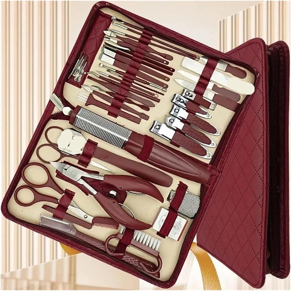 Complete Portable Nail & Cuticle Care Tool Set Suitable For - Professional Manicure & Pedicure Kit With Storage Box, Cuticle Pusher,, Nail Grinder, Cuticle Remover, & Cuticle Pusher