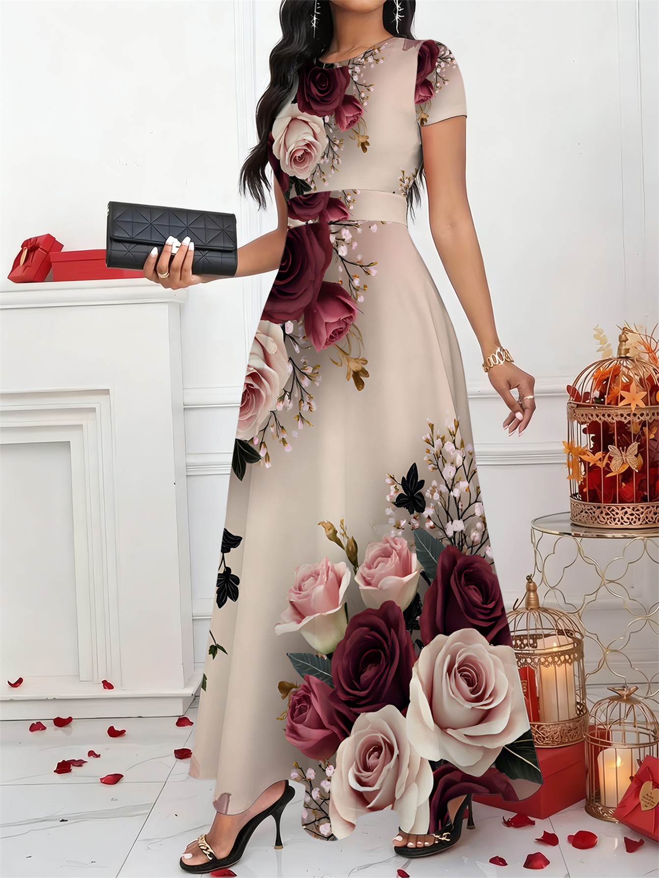rose dresses sold on Temu United States