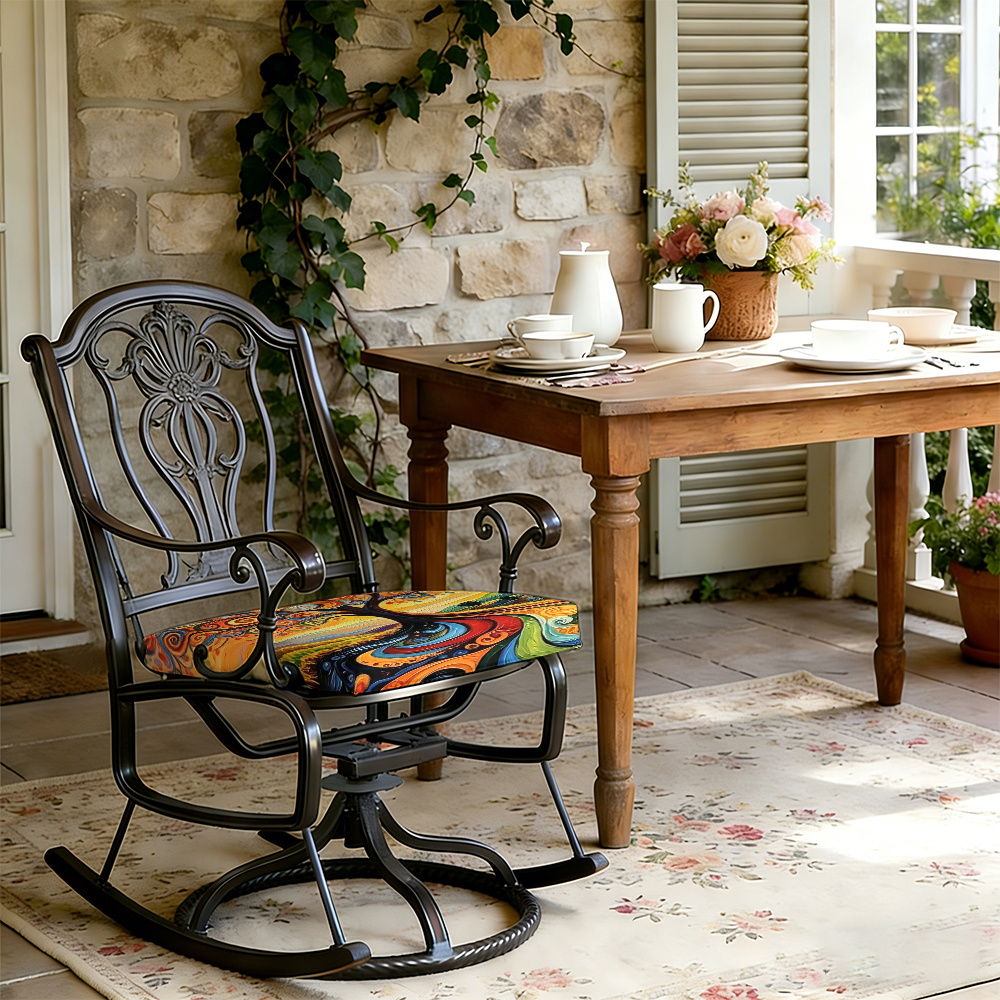 1pc Spiral Flower Tree Pattern Courtyard Chair Seat Cushion, Indoor And Outdoor Seat Cushions, Back Cushions, Size 19.7*17.7*1.57inch, Suitable for Garden Chairs, Office Chairs And Floor Seats. Soft And Comfortable