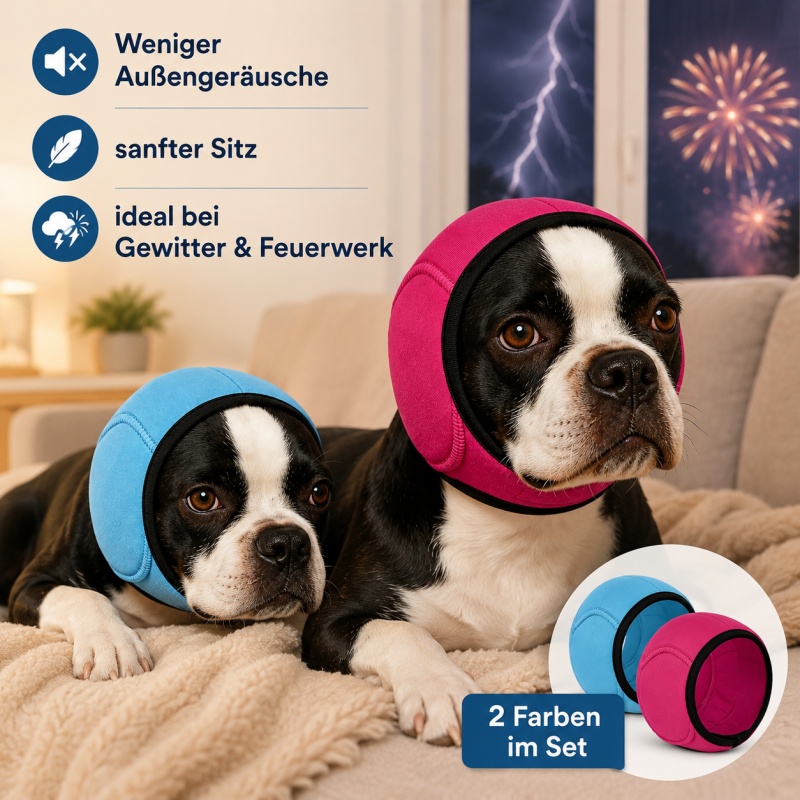 TEMU 2-pack Noise-cancelling Dog Ear Muffs, Soft Adjustable Noise-reducing Pet Ear Covers, Anxiety, Suitable For Thunder Fireworks, Grooming Bathing