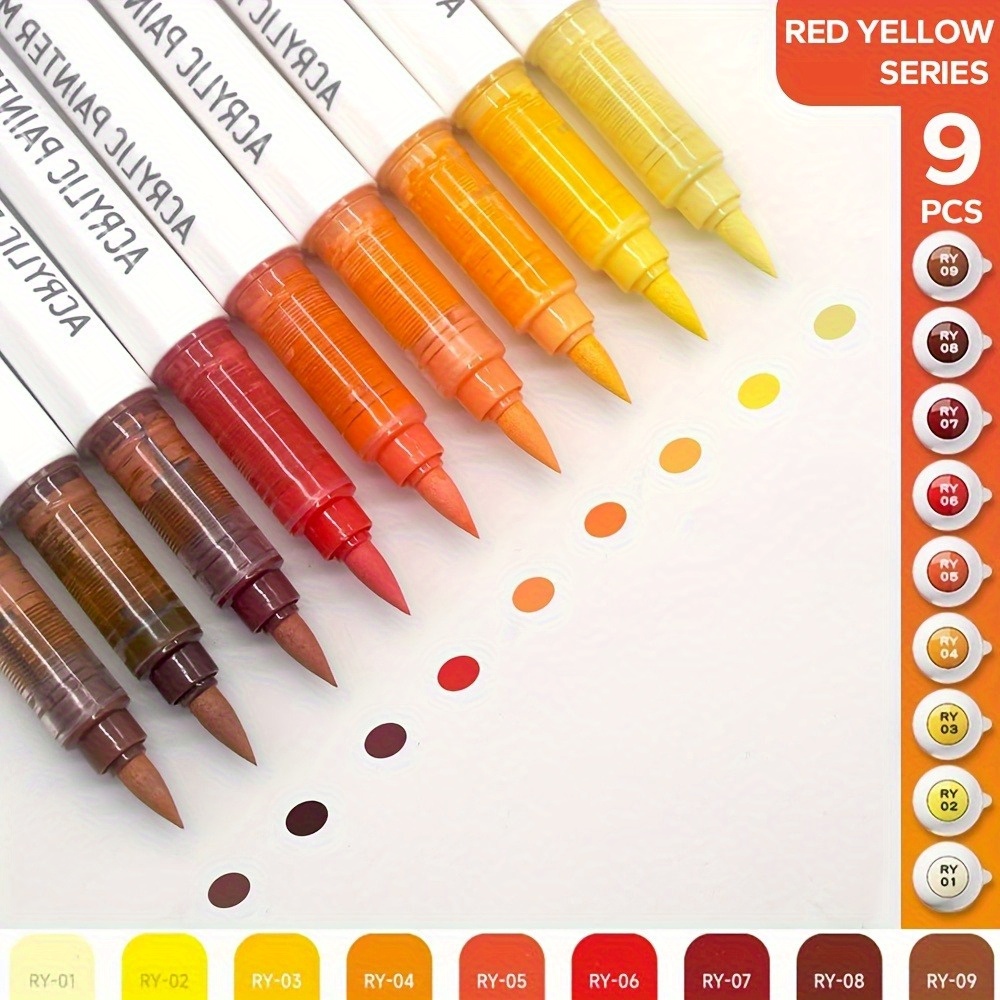 27 stycken professionella färgstarka flytande akrylmarkörer - mjuka penselhuvuden, livlig färgpalett (röd, orange, gul, , blå, lila), idealiska för konstnärlig målning och diy-hantverk, för kalligrafi och teckning på kartong och plast, hantverksmaterial | markörer | smidig bläckflöde - office & school supplies - Temu Sweden