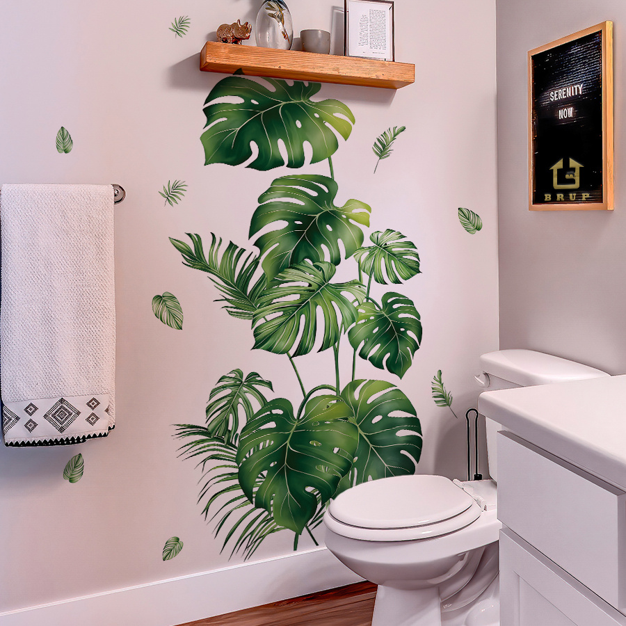 2 sheet set large monstera leaf wall stickers realistic - Temu