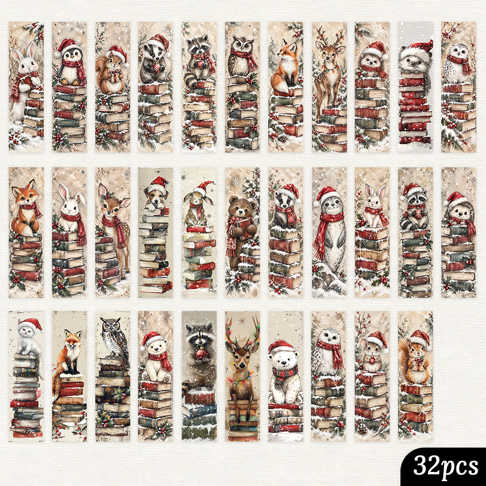 TEMU Set da 32 segnalibri TLENPO adatti per compleanni, forniture e regali di libri - 32 modelli con animali della foresta, clip per di libri | Carte