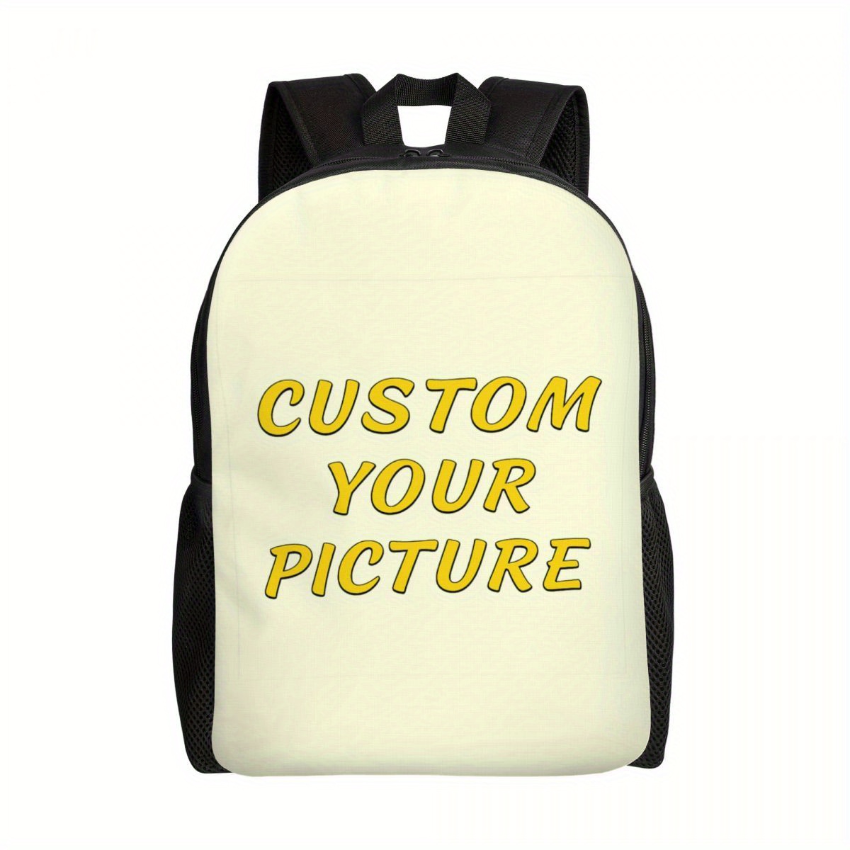 TEMU Custom Photo & Text Backpack - Personalized Design Large Capacity Lightweight Laptop Bag With Adjustable Straps & Chain Accents For Travel,