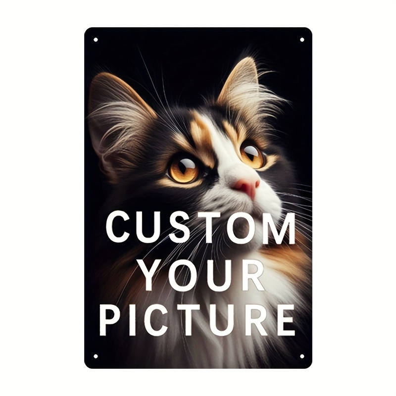 TEMU 1 Custom Aluminum Sign Featuring A Cat Photo - A Personalized Metal Wall Art Piece Measuring 30.48x20.32cm, And , , Perfect For Home, Office,