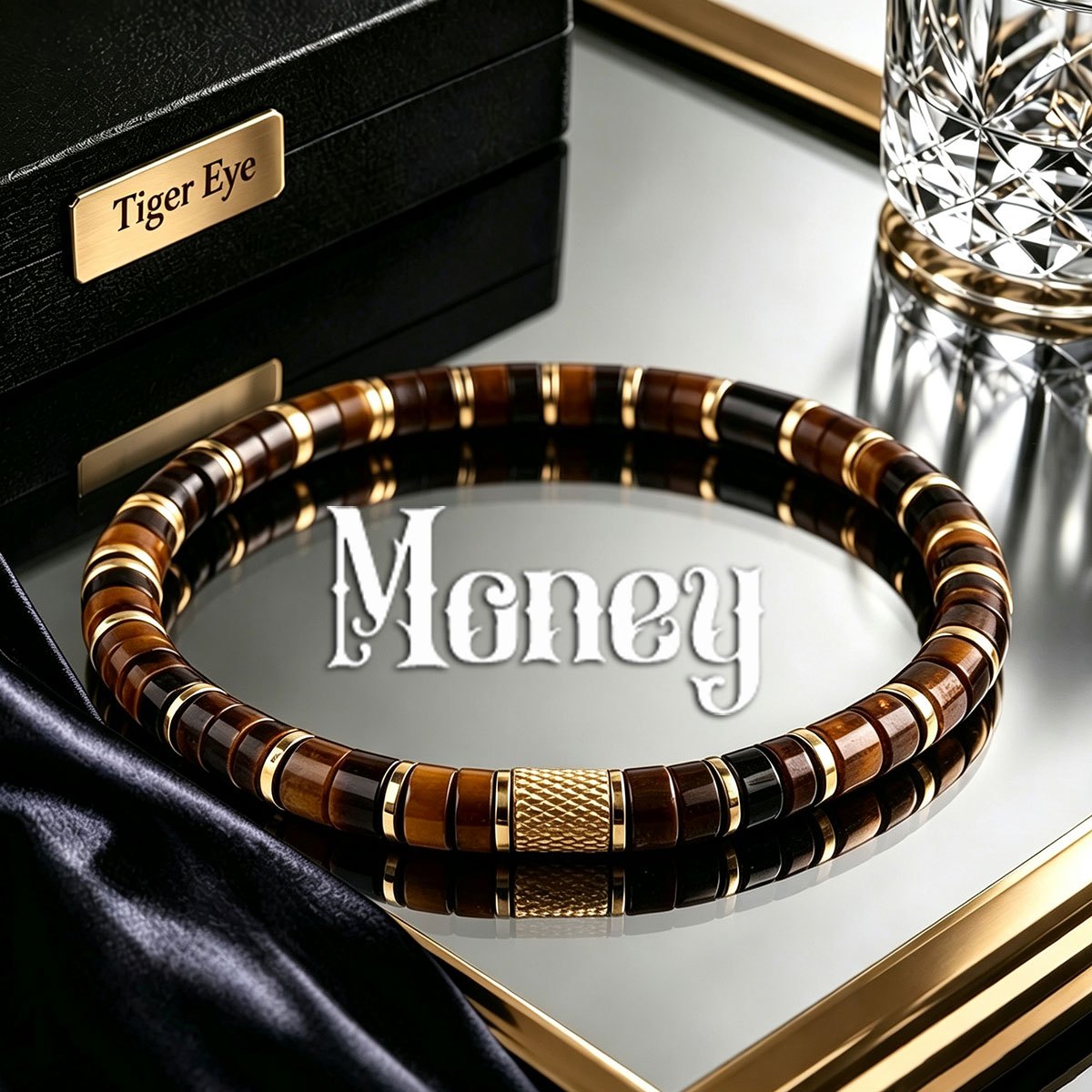 TEMU Bracelet de perles de pilule en œil de tigre symbolisant l'argent, , l' et , bijou en naturelle de style vintage, le meilleur cadeau pour les