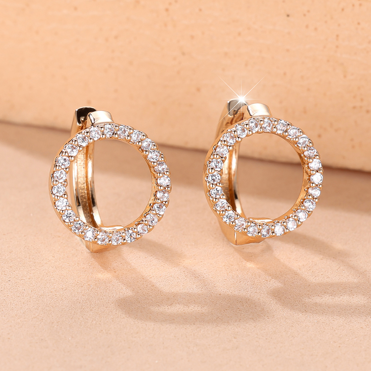 TEMU Angol 1 Pair Circular Hoop Unisex Earrings Inlaid With Sparkling Synthetic Zirconia Fashion Easy Individual Exquisite Beautiful Elegant Casual