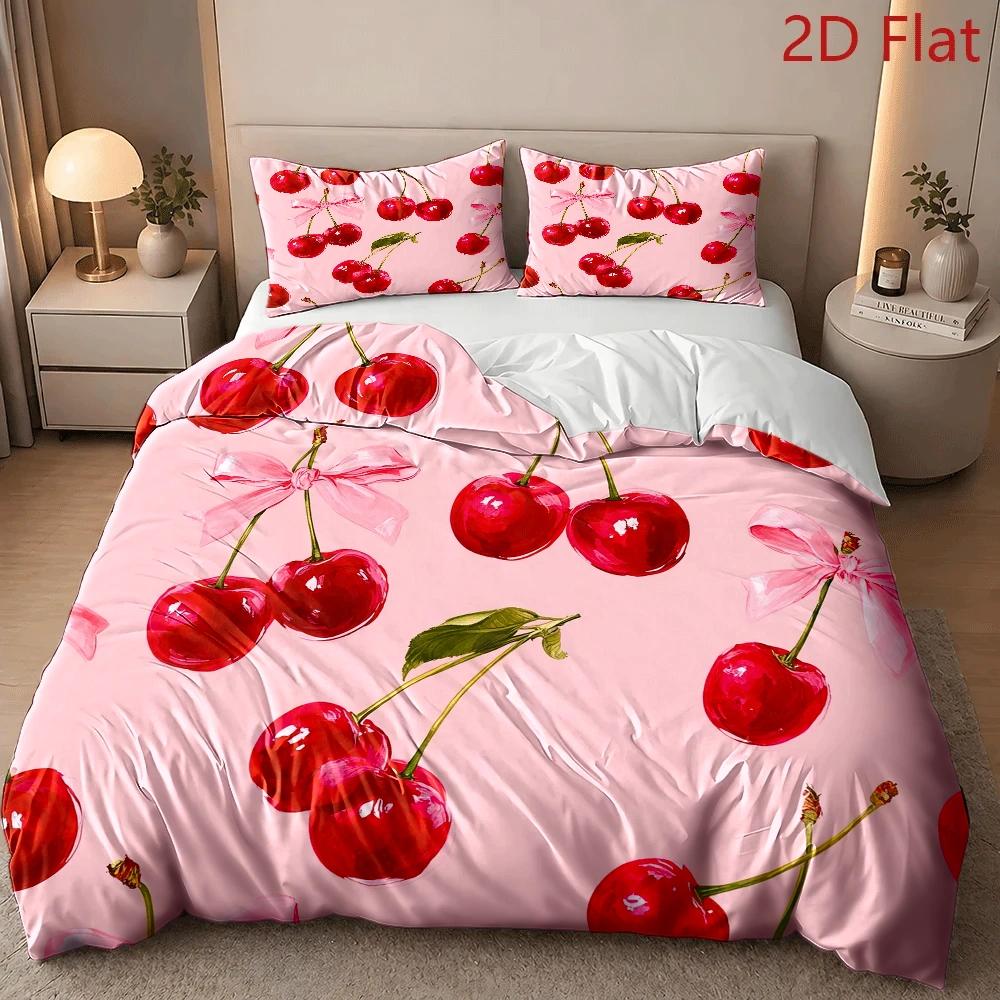 TEMU 3pcs Duvet Cover Set, 1 Duvet Cover   2 Pillowcases, No Filler, 2d Flat Printing, Bow Theme, Hand-painted Style, 's Day, Soft And Warm, Suitable