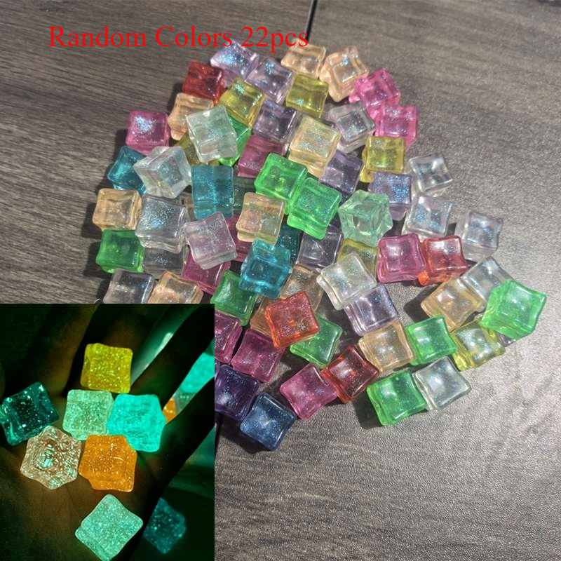 TEMU 22 Random Colored Luminous Resin Cubes, Multi-functional Home Decor, Suitable For Fish Tanks, Flower Pots, Bonsai, Desktop Micro Landscapes,
