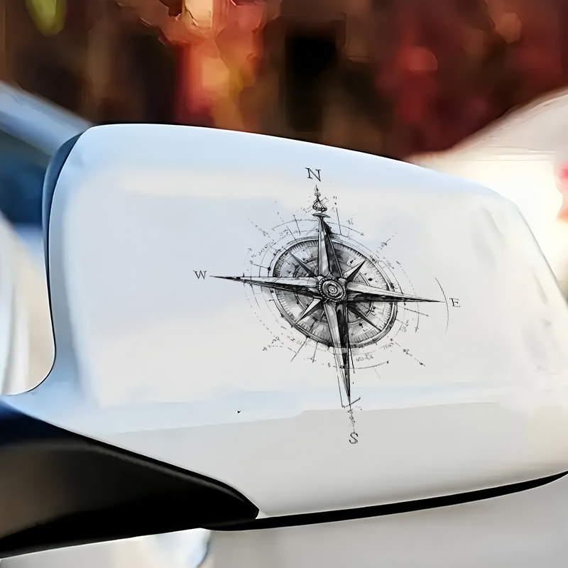 Vehicle Design Sticker, Multiple Specifications . This Specific Sticker Features A Vintage Compass Design. Perfect For Pasting On Cars, Motorcycles, Trucks, Laptops, Windows, And Walls