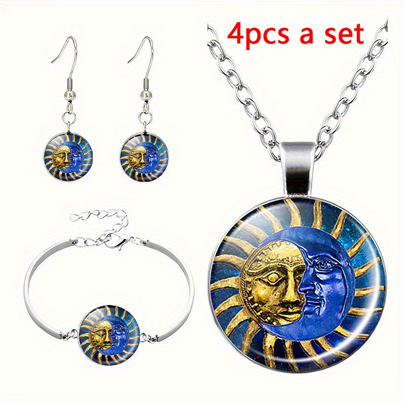 4pcs Sun and Moon Jewelry Set