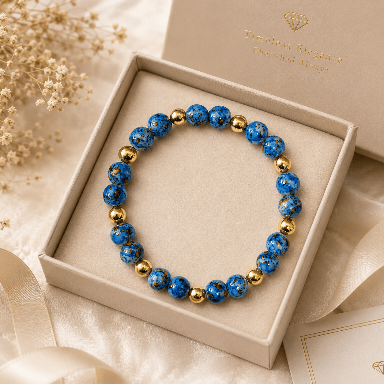 Natural Stone Bead Bracelet, Multicolor Adjustable Design