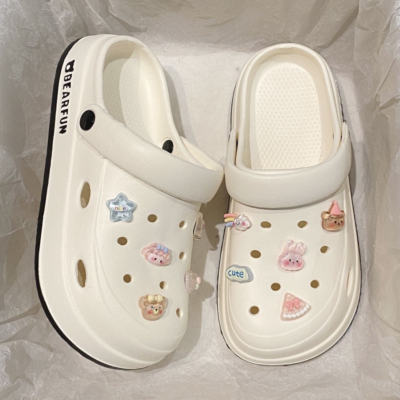TEMU Hole Shoes For Women, Outdoor Summer 2026 New Style Thick Bottom Eva Sandals, Anti-slip And Odor-resistant Beach Slippers For Women, Women Shoes