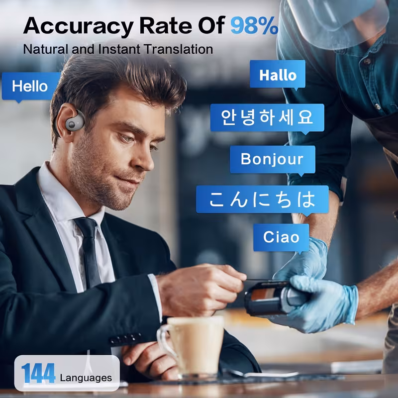 audífonos inteligentes con traducción - 144 idiomas y , auriculares inalámbricos real con estuche de carga tipo-c, batería de larga duración, ideales para viajes y aprendizaje , diseño elegante, , auriculares inalámbricos Detalles del producto 0