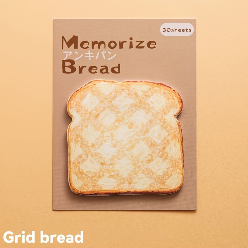 30pcs Cartoon Toast Notepad, Easy To Write, Used For Message Sticker, Memo