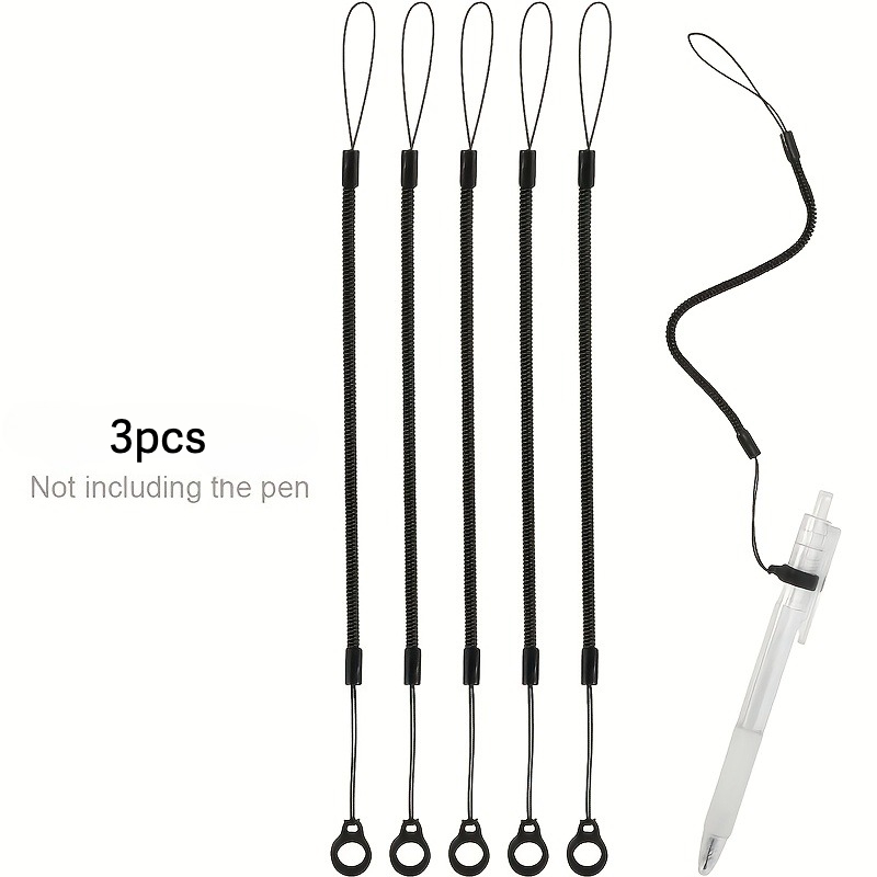 TEMU Juego de 3 cordones para bolígrafo, cordón elástico con anillo de silicona, portalápiz retráctil, cordón para portapapeles, portalápiz para