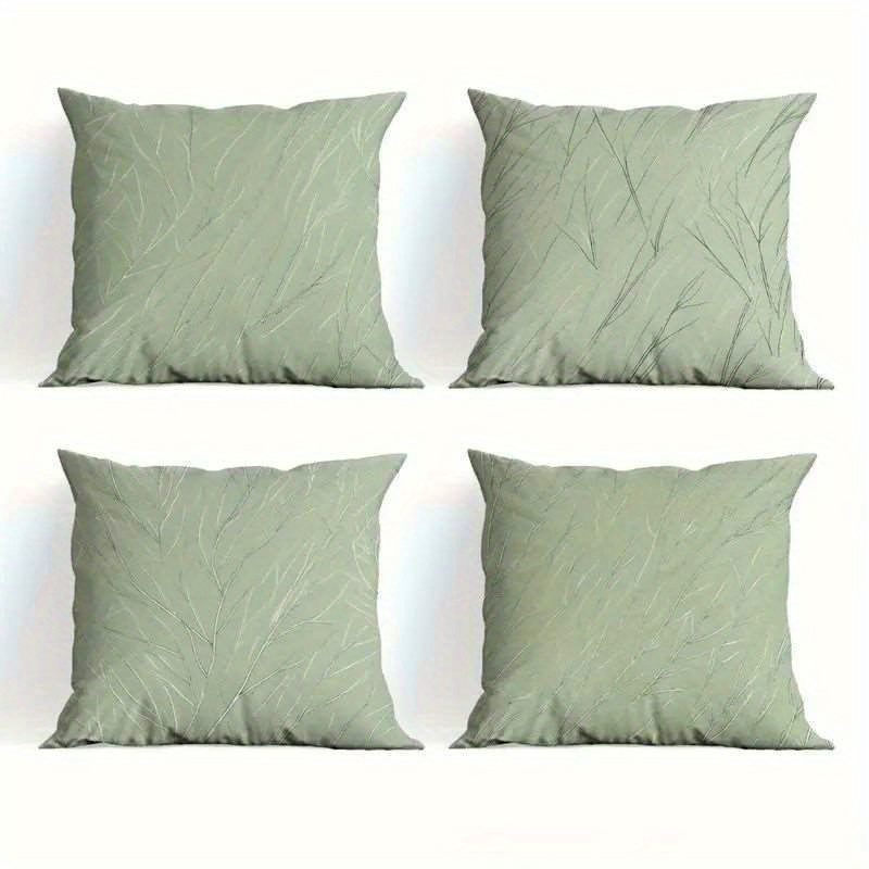 TEMU Lot de 4 housses de coussin 2D à imprimé branche de ligne d'été, plusieurs tailles, impression simple face, coussin, adaptées pour , style ,