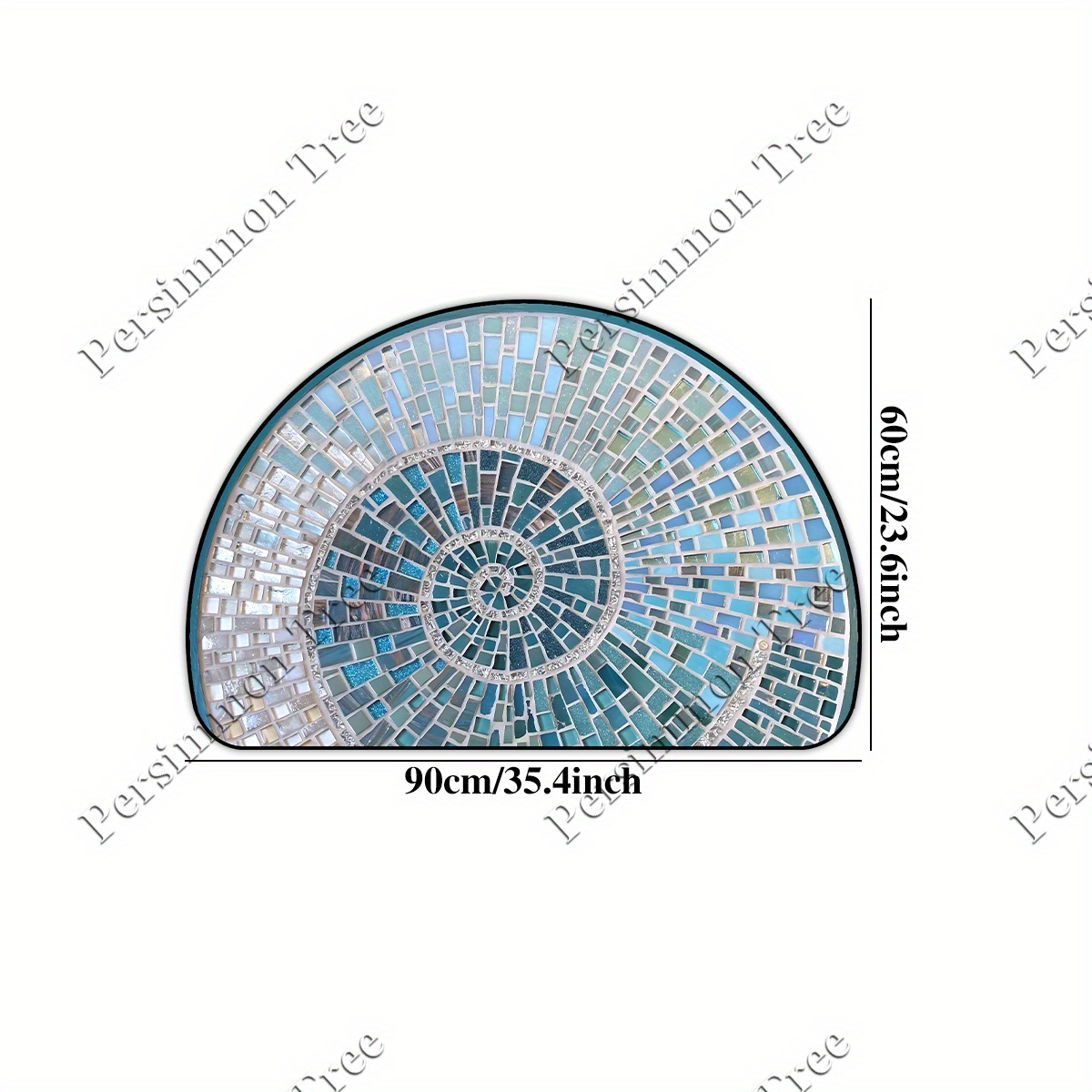TEMU Golden Diamond Velvet 1000g/m², Thickness 0.6cm, 50x80cm/19.7x31.5in, 1pc Outdoor Mat, Semi-circular Doormat, Blue Mat, Stone-patterned Artist