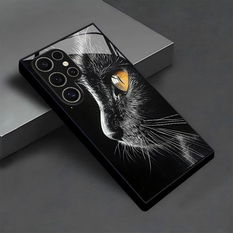 TEMU para teléfono: de gato con ojos , una de cristal de diseño , versátil, de estilo y de para for Samsung Galaxy S26/S25/S25 Plus/S25 Ultra/S24/S24