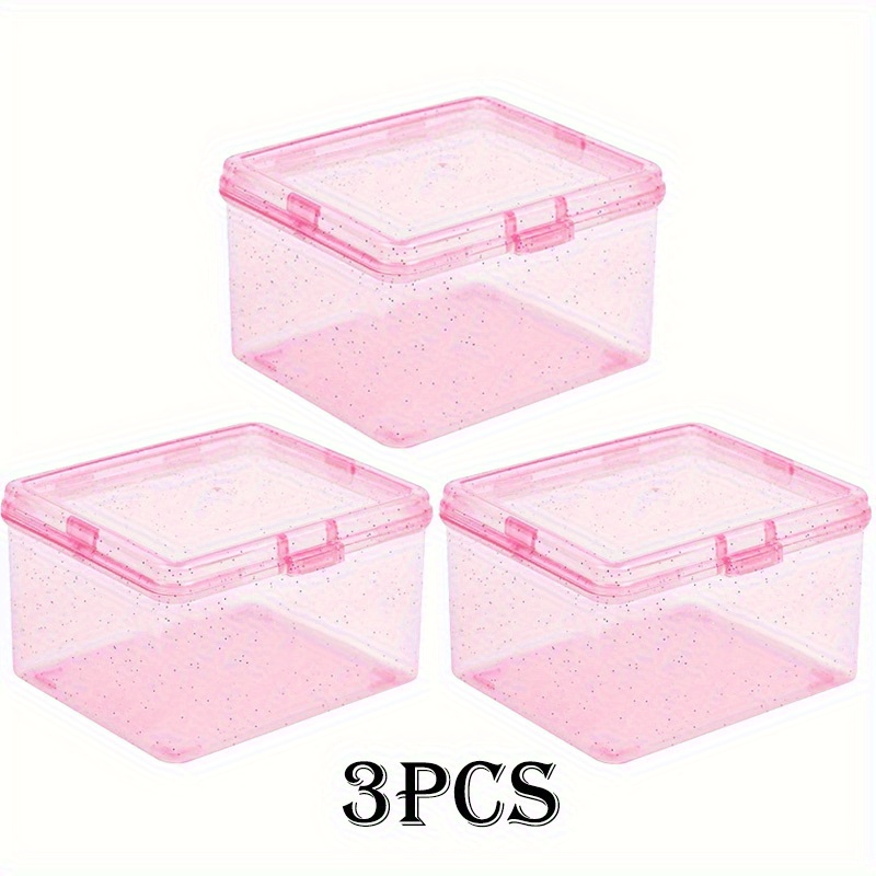 Image of 3pcs Storage Box, Suitable For Jewelry , Card Modern Plastic Organizer, With Dustproof Lid, Home Storage Solution