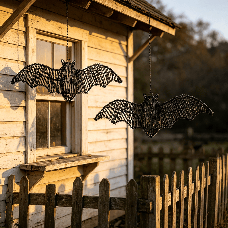 TEMU 2pcs Black Wall Hanging Decorations, Halloween Bat Ornaments, Suitable For Indoor And Outdoor Walls, Windows, Fences, Front Doors, Etc., To