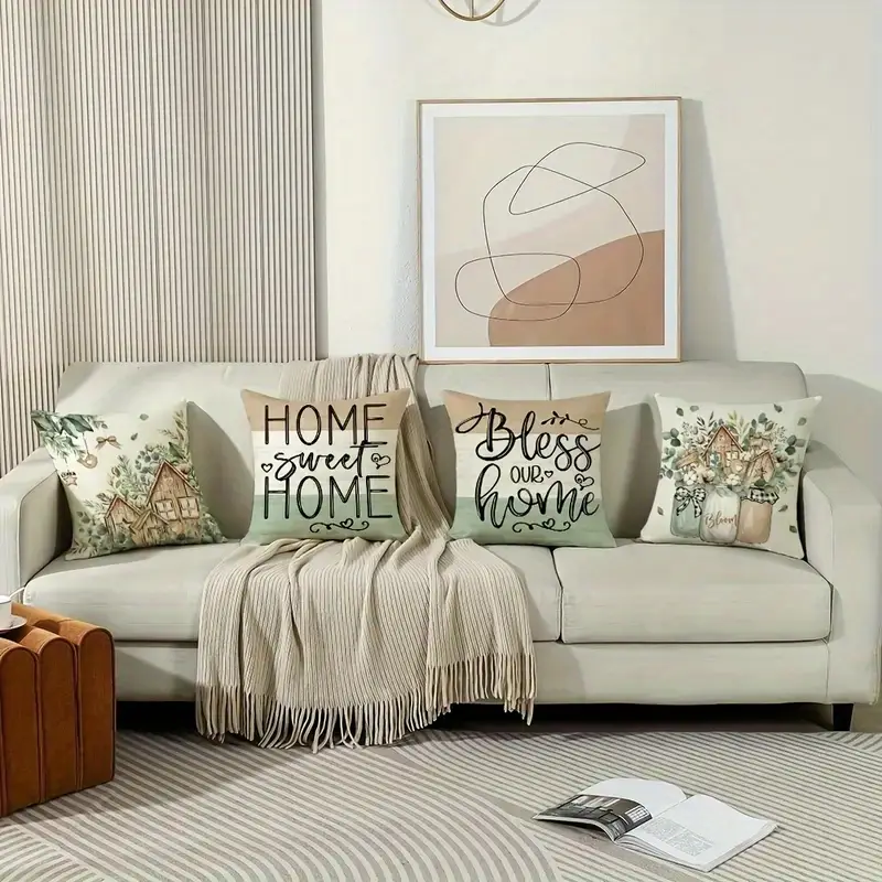 4pcs double sided printed rustic farmhouse pillow covers soft plush with zipper closure machine washable multiple sizes for living room bedroom sofa decor pillow covers for living room bedroom accents print accent cushions interior 2d flat Product details 6