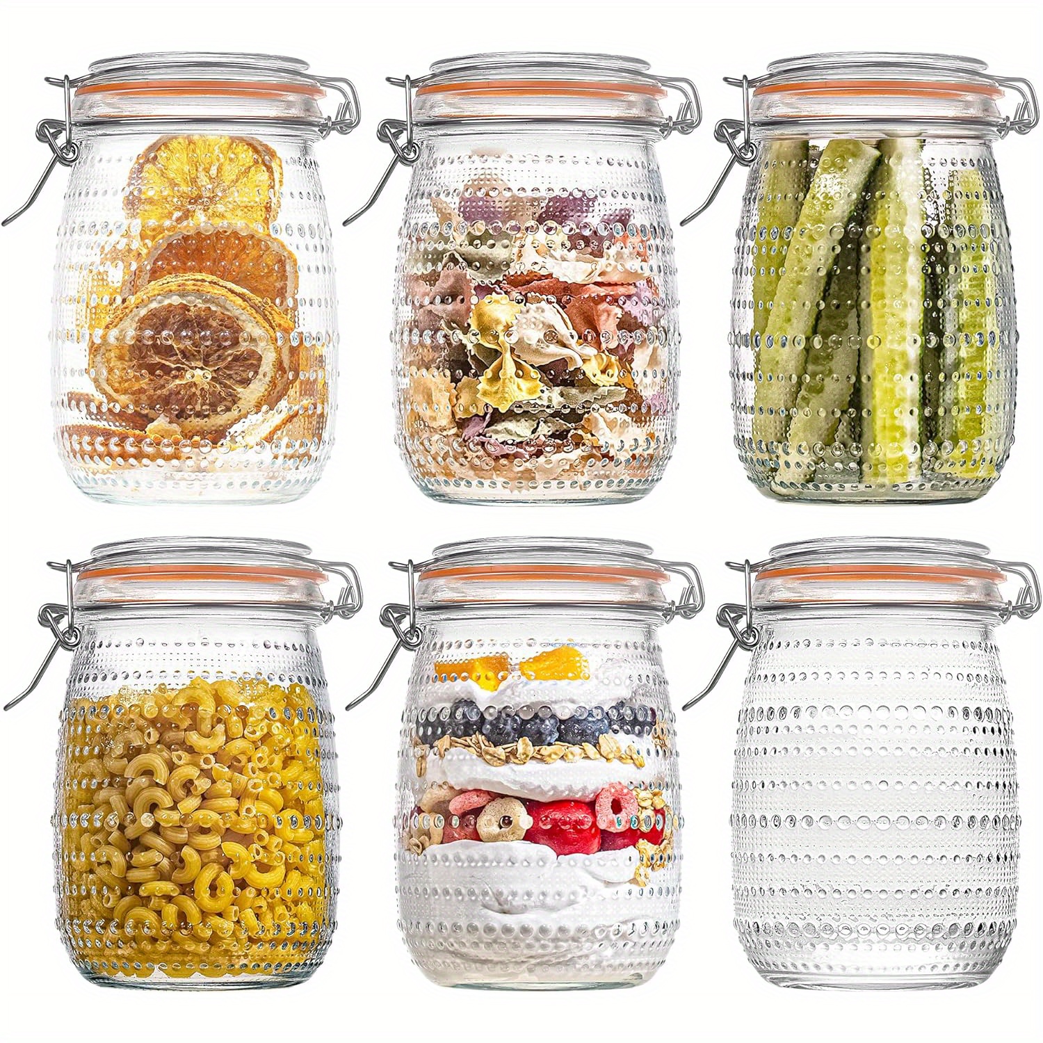 TEMU 32 Oz Glass Mason Jars With Airtight Lids 6 Pack, Wide Mouth Canning Jars With Lids For Kitchen Storage Pickling Salad Coffee Beans