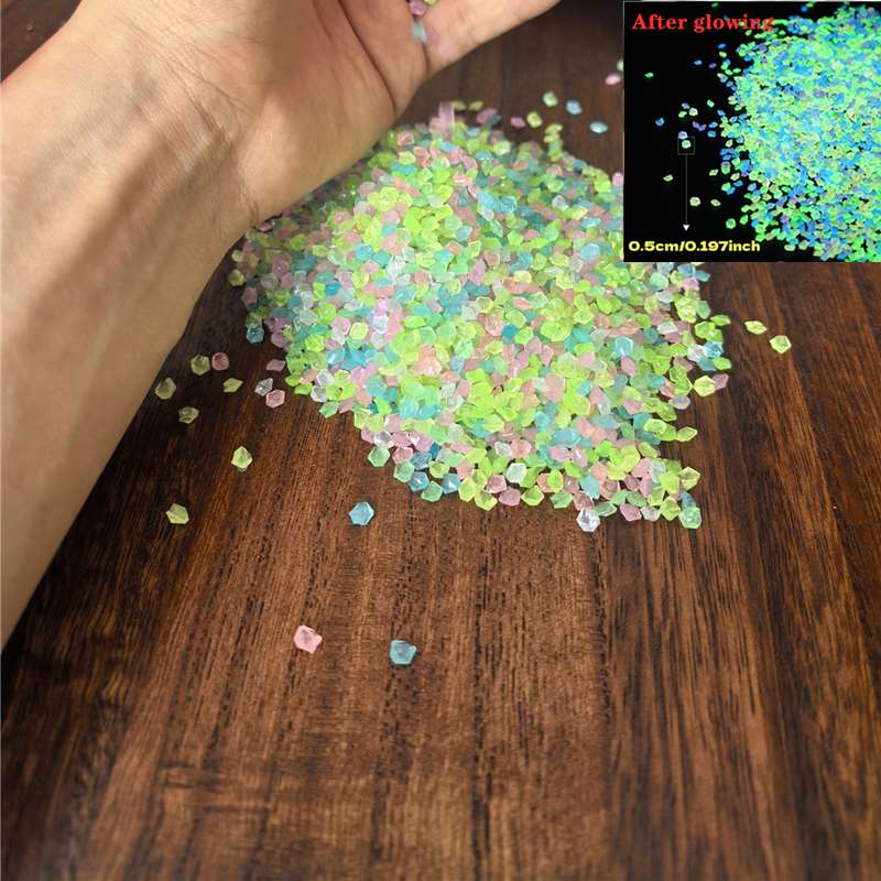 TEMU 1550pcs/0.08lbs, Luminous Stone Size 0.197in. Sunlight Makes Stones Glow In The Dark. Random Colors Night Light Path Stones, -the-dark , For