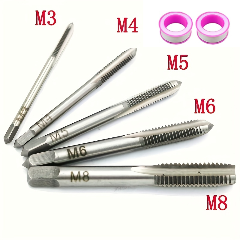 TEMU 7pcs Heavy-duty Die Set, Includes 1/2", 3/4", 1" Thread Cutting Dies And 2 Ptfe Tapes, Precision Threading Kit For Metal Working, Gear Repair,