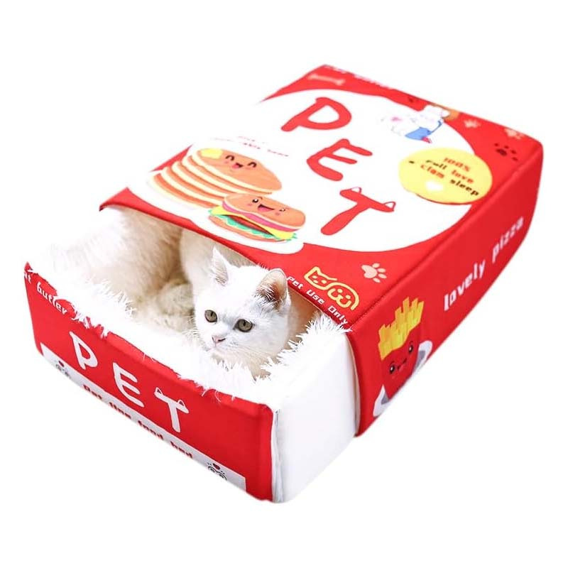 red/ bed, suitable for cats and small dogs, funny covered cat couch, unique cat cave house, desk cat hideaway enclosed bed, additions for indoor kitten cat houses Product details 7