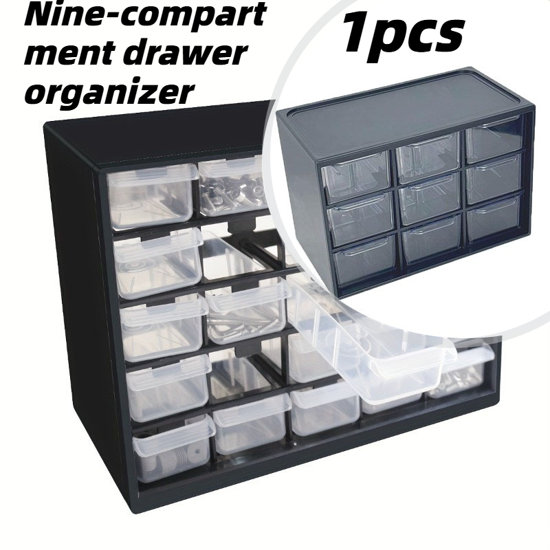 TEMU Multi-compartment Drawer Accessory Box, Wall-mountable 3x3 Grid Tool Chest, Suitable For Home Tools And Parts, With Removable Dividers, Desktop
