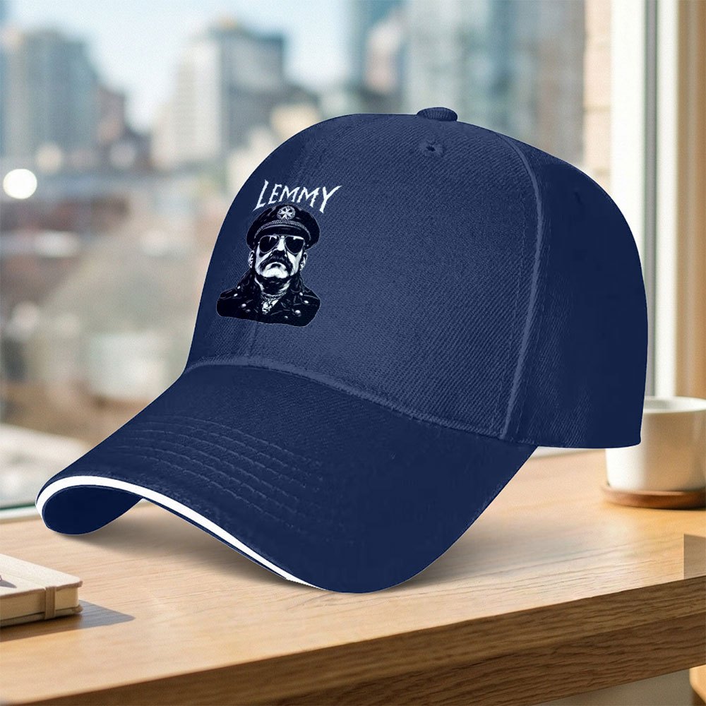 TEMU 1pc Lemmy Rock Sandwich Baseball Cap Unisex Easy Lightweight Adjustable Outdoor Duckbill Hat Suitable For Sports Casual Parties Ideal Gift