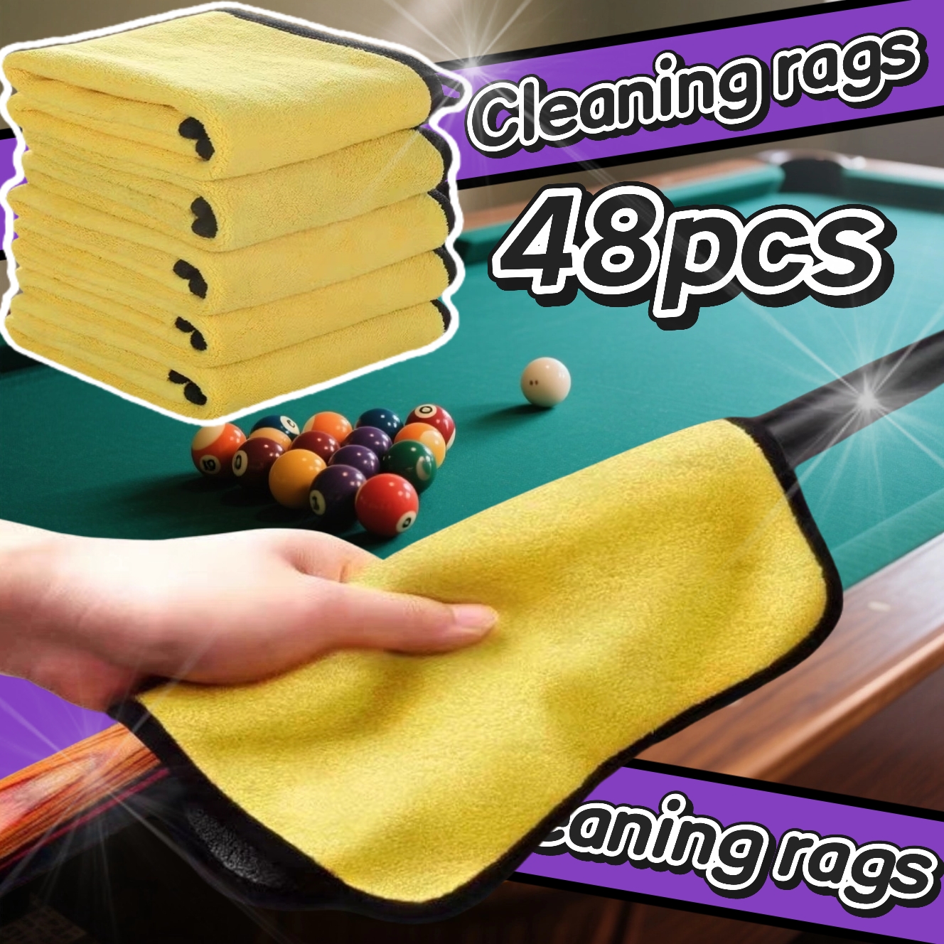 Image of 48pcs Of Microfiber Car Cleaning Towels- Double-sided Car Cleaning Towels, Car Maintenance Tools, With Super Strong Water Absorption, Clean Car Surfaces, Ideal Towels.