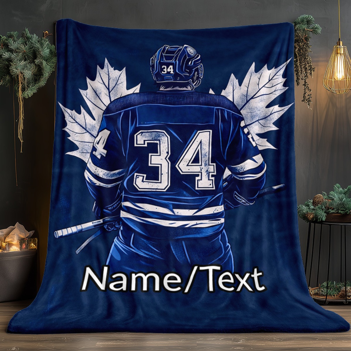 TEMU Maillot de hockey sur glace personnalisé taille 34, couverture légère pour la décoration intérieure, 280Gsm, idéal pour canapés, lits, voyages,