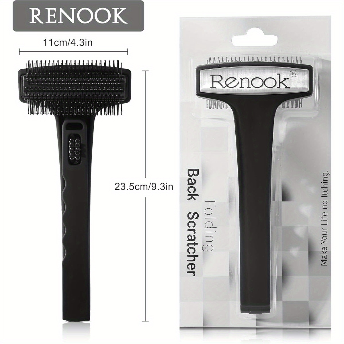 back scratcher for men 16   scratcher extendable bristled scratching head body brush long folding handle with massage rollers labor saving and flexible gift for stop itching Product details 3