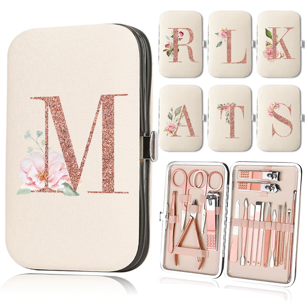 18pcs Rose Golden Nail Studio Set with Portable Storage Box