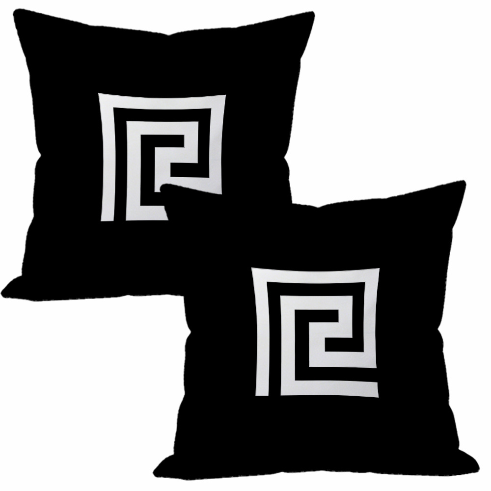 TEMU 2pcs 2d Flat Printing Greek Key Geometric Summer Pillow Cover, Single Side Print, No Insert, For Sofa Living Room Bedroom, 2d Flat