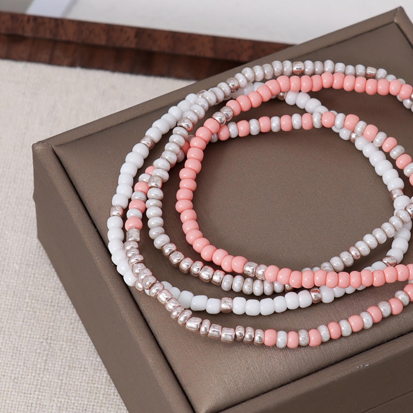 Boho Beaded Stretch Bracelet Set for Women Handcrafted Elastic Bead Bracelets
