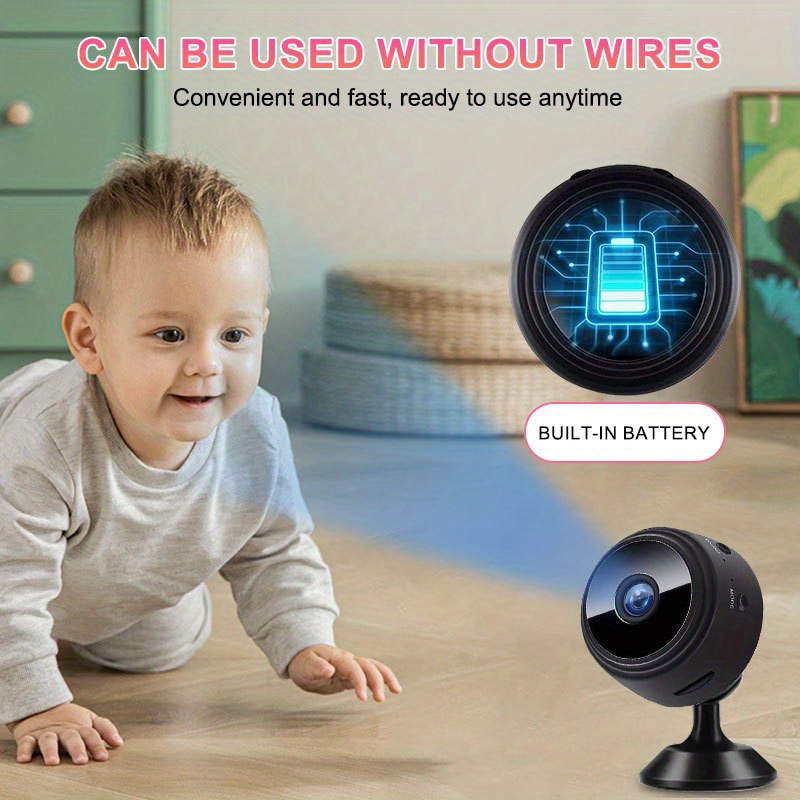 4 cámaras de seguridad inalámbricas Teruhal con Wi-Fi 2.4GHz, video HD 480P, batería recargable y alimentación USB, aplicación de visualización remota para monitoreo en casa, uso interior/exterior, diseño elegante negro, vigilancia interior, vigilancia moderna, construcción duradera, vigilancia inteligente, entusiastas de la tecnología