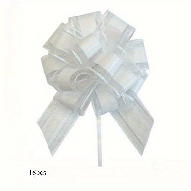 Image of 18pcs Gauze Yarn Bow Ribbon Bows - Small Wedding, Birthday Party Diy Decoration With & For Car Chair Gift Packaging, Wedding Decorations (18 Bows) - Elegant Sheer Bow Ties For Craft