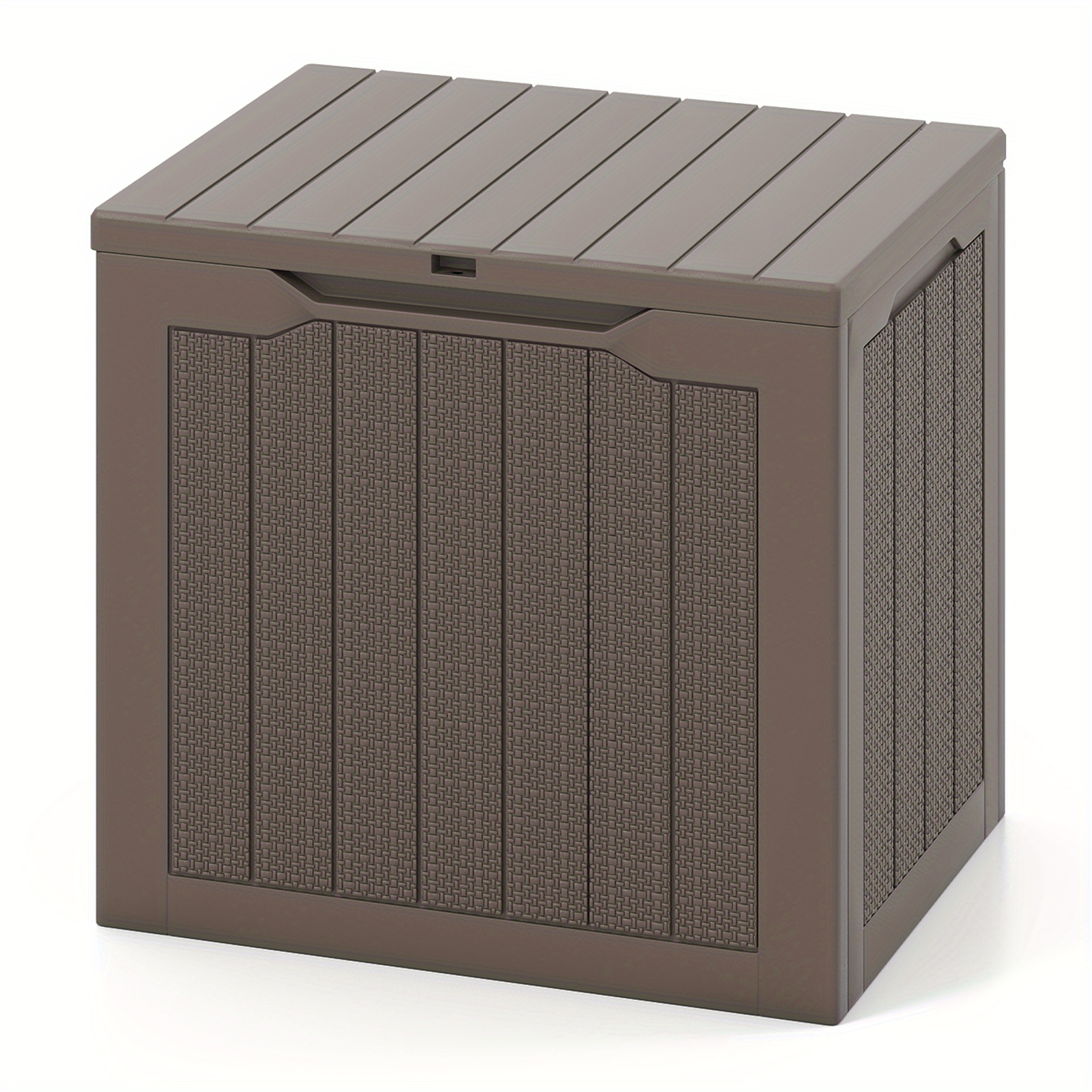 Outdoor Storage Box, Pp Deck Container With Rattan Patterns And Lockable Lid, Patio Plastic Storage Bin For Package Delivery, Box,cabinet,rack For Outdoor Storage