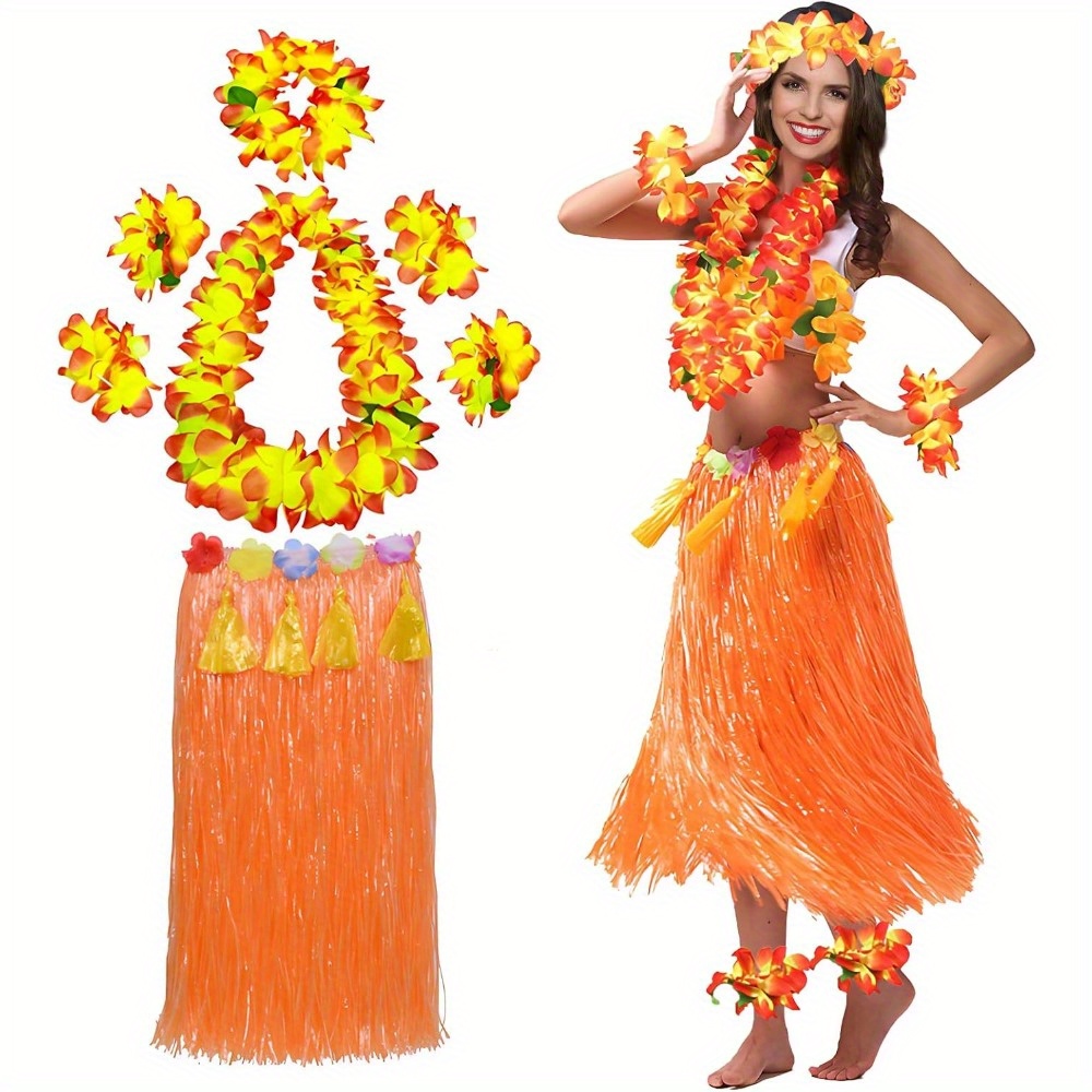 Langer Hawaii Rock Mit Blumen – 80 Cm, Rot, Perfekt Für Luau-Party & Strand