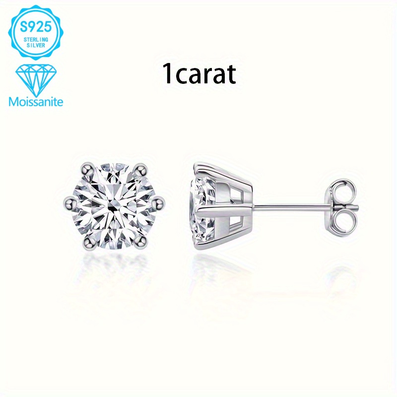   2pcs 925 sterling   womens moissanite earrings 1 carat 2 carat hypoallergenic nickel free vintage style suitable for daily party wear best gift for friends on holidays birthday gift Product details 4